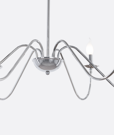 Contemporary Silver Candle-Style Chandelier
