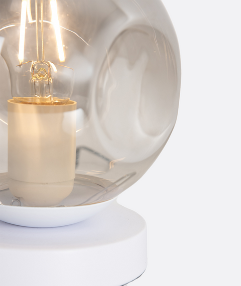White Glass Ball White Table Lamp
