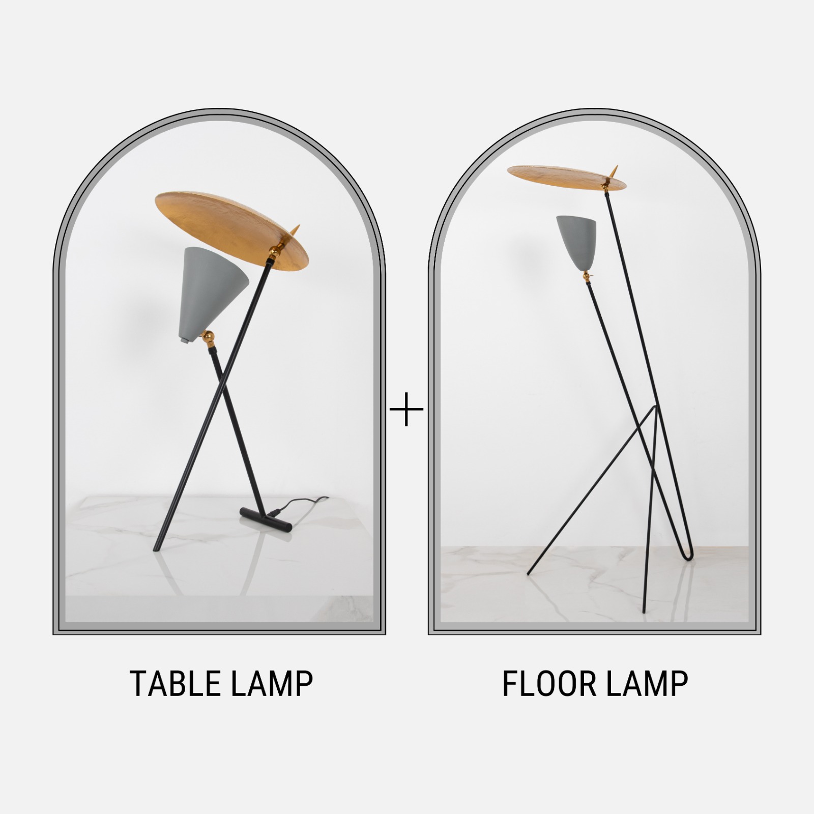 Metal Table & Floor Lamp Set