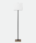 White-Shade Table Lamp with Wooden Base