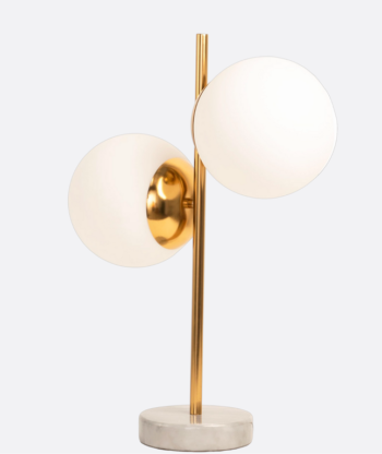 Marble Table Lamp with Gold Metal and Glass