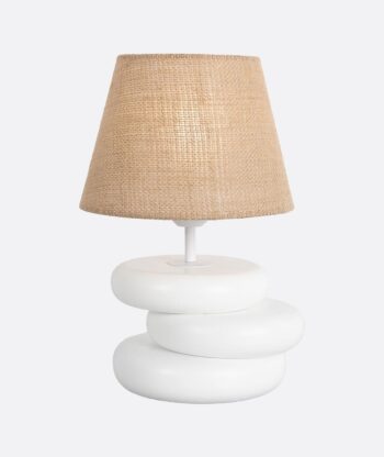 White Burlap Table Lamp