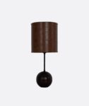 Wood Ball With Leather Shade Table Lamp