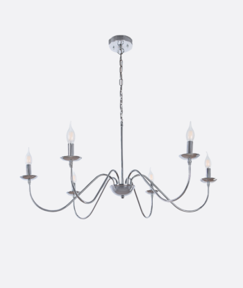 Contemporary Silver Candle-Style Chandelier