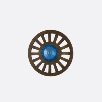YL-W-3258 Vintage circular bronze wall lamp with blue glass ball