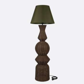 YL-F-3291 Modern Woven Rattan Floor Lamp with Olive Shade